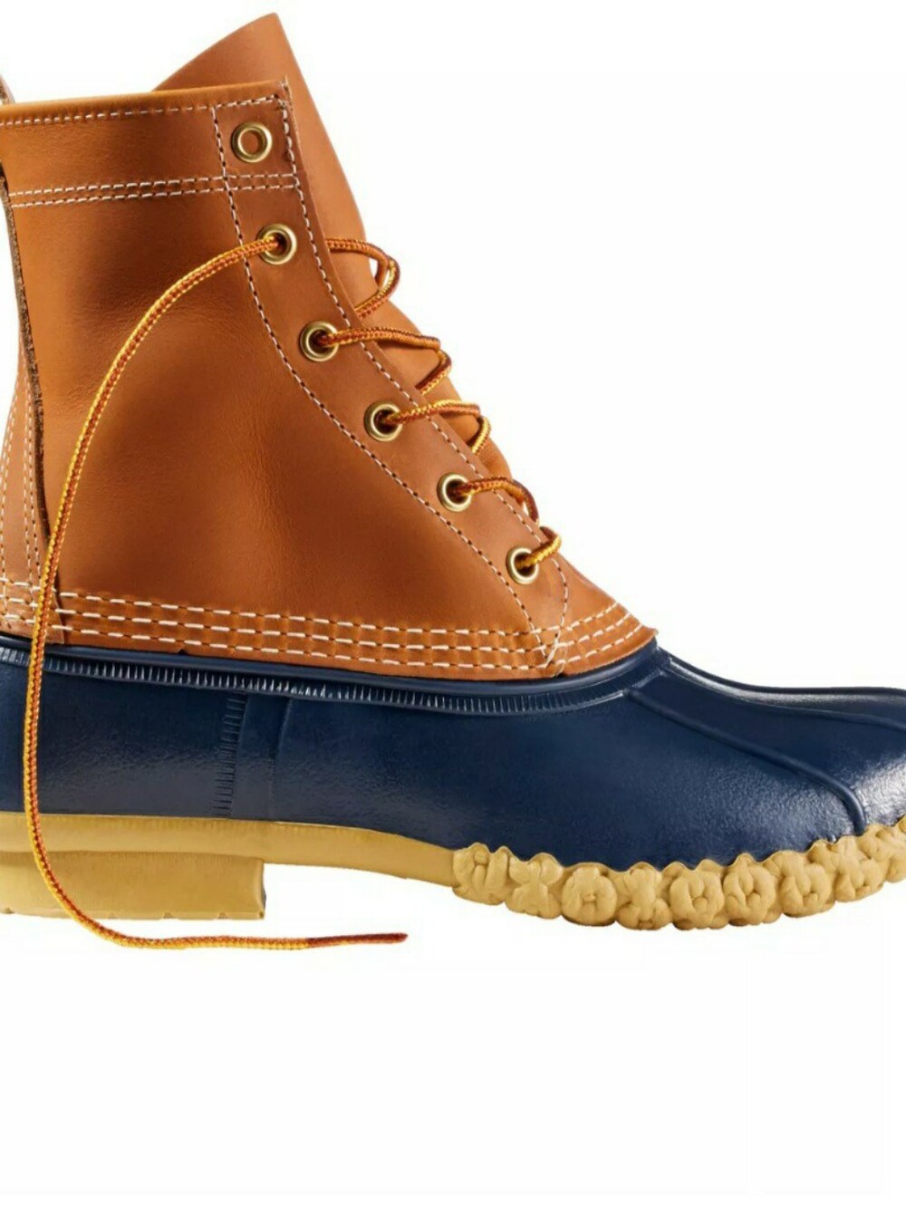 LL Bean Boots Womens 8 Tan And Blue Duck Rain Boots
